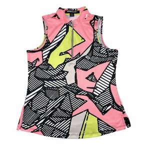 Simplicite by Jamie Sadock Top Women Size Medium Pink Golf Tennis Geometric Polo